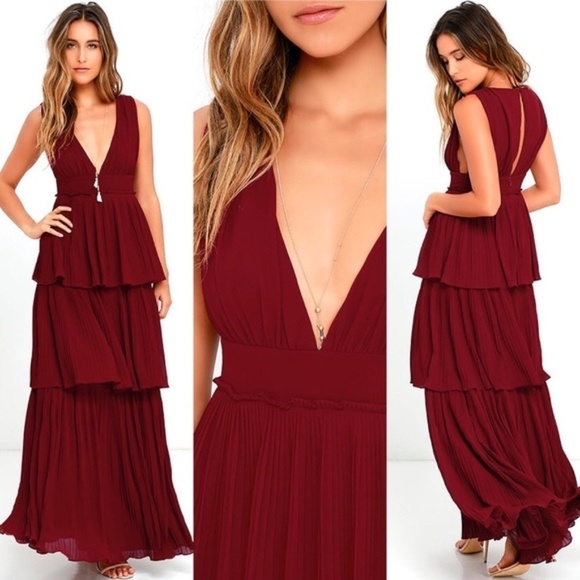 NWT! LULUS Gently Adrift Wine Red Maxi Dress Size XS - Picture 1 of 3